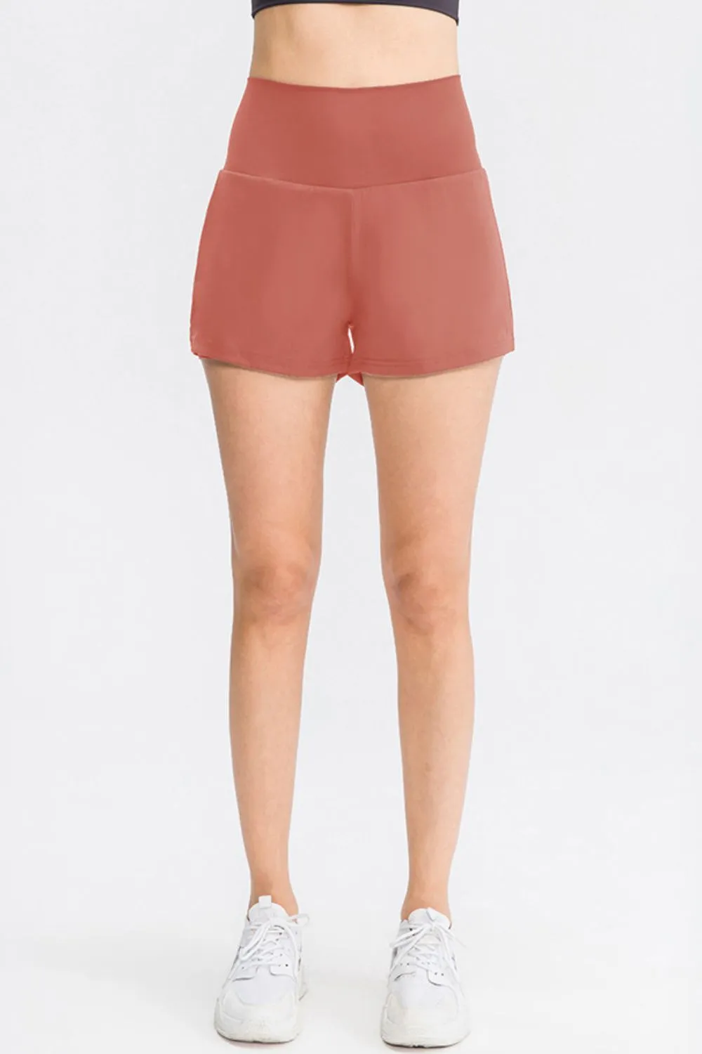 Wide Waistband Sports Shorts with Pockets