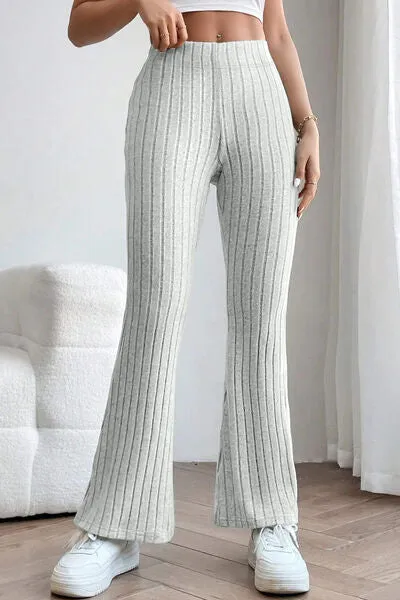 Women's Basic Bae Full Size Ribbed High Waist Flare Pants