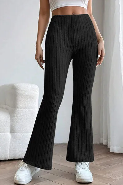 Women's Basic Bae Full Size Ribbed High Waist Flare Pants