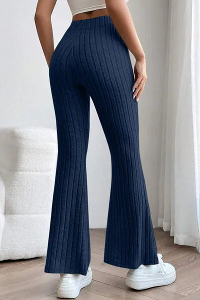 Women's Basic Bae Full Size Ribbed High Waist Flare Pants