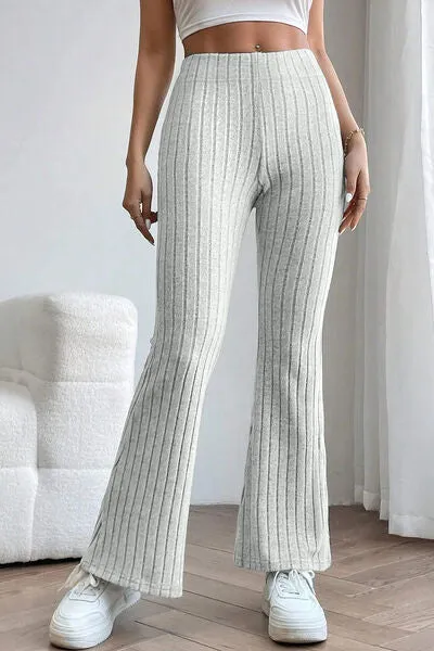 Women's Basic Bae Full Size Ribbed High Waist Flare Pants