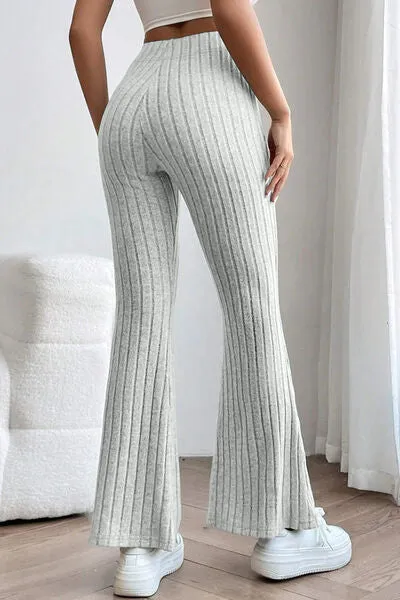 Women's Basic Bae Full Size Ribbed High Waist Flare Pants