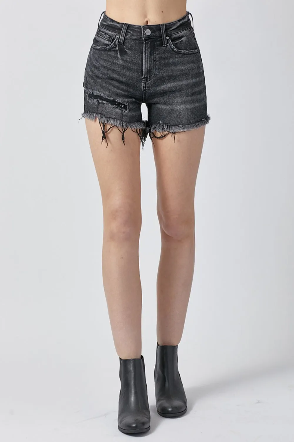 Women's RISEN Raw Hem Denim Shorts with Pockets