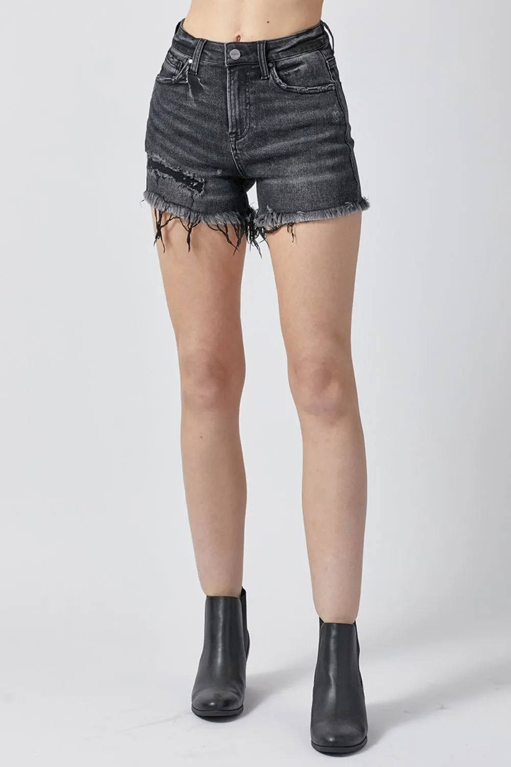 Women's RISEN Raw Hem Denim Shorts with Pockets