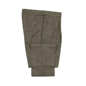 x Sartoria Carrara: Pleated trousers in tonal charcoal Prince-of-Wales undyed wool